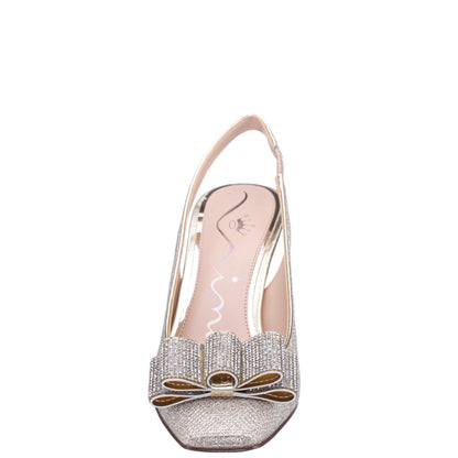 Jolanda Gold Slip On Mid-Heel Dress Shoes | Nina Shoes