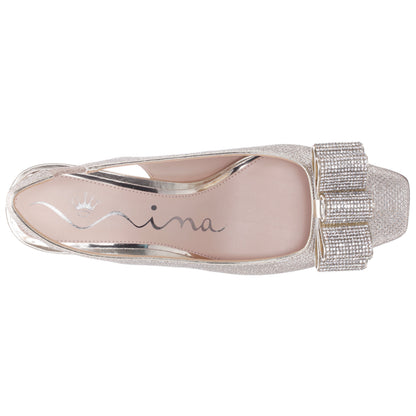 Jolanda Gold Slip On Mid-Heel Dress Shoes | Nina Shoes