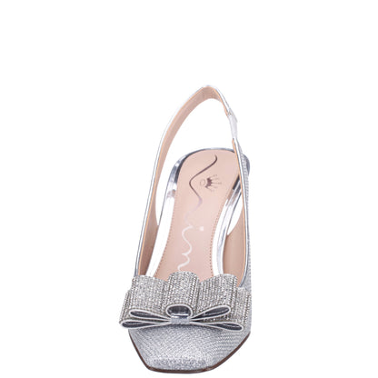 Jolanda Silver Slip On Mid-Heel Dress Shoes | Nina Shoes