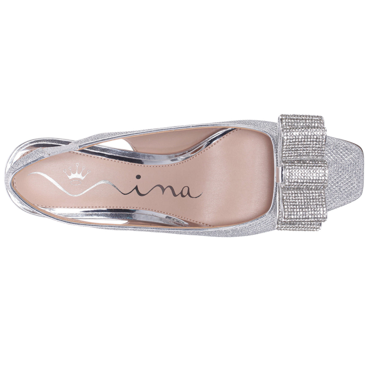Jolanda Silver Slip On Mid-Heel Dress Shoes | Nina Shoes