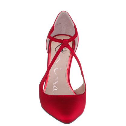 Netta Red Satin High-Heel Pumps | Nina Shoes