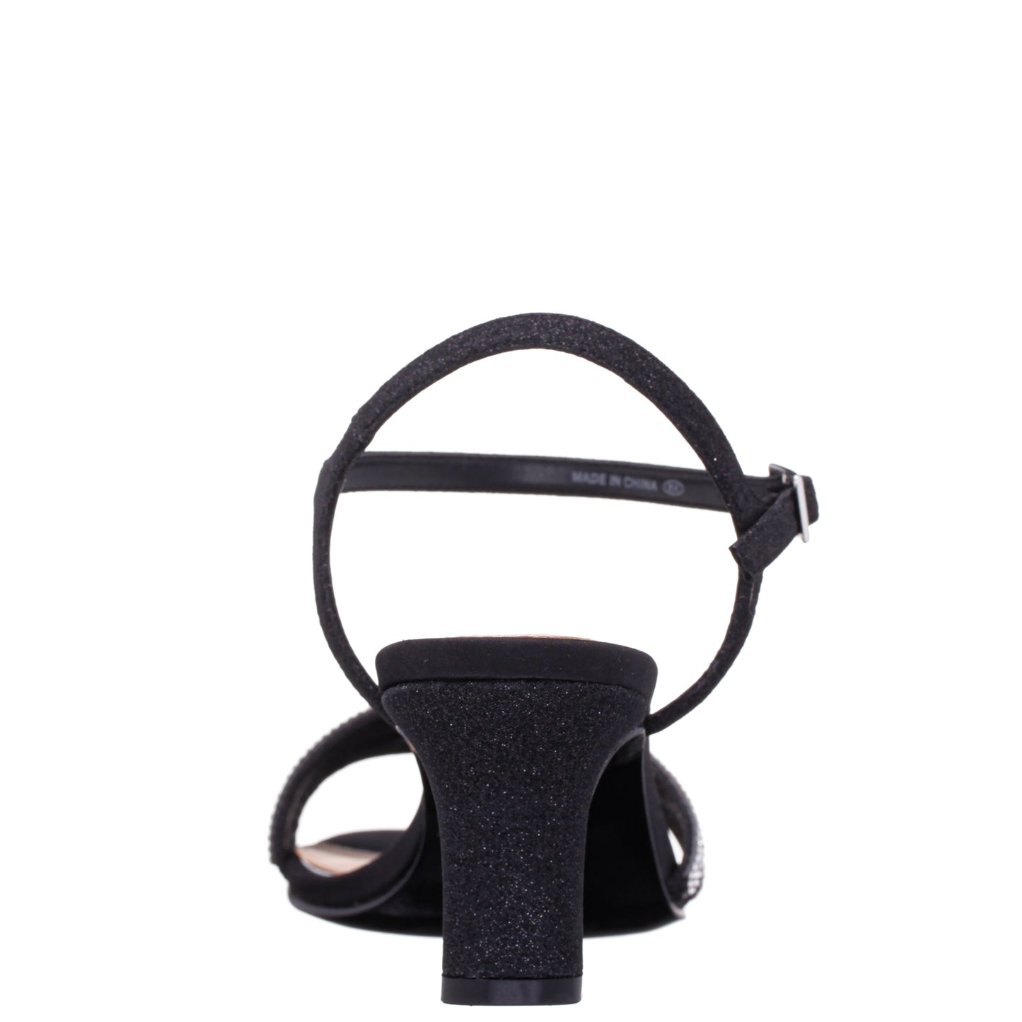 Bettany Black Satin Mid-Heel Sandals | Nina Shoes