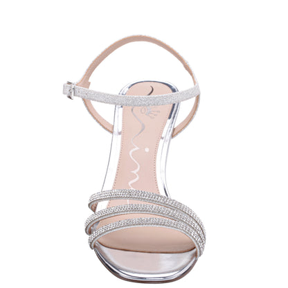 Bettany Silver Metallic Mid-Heel Sandals | Nina Shoes