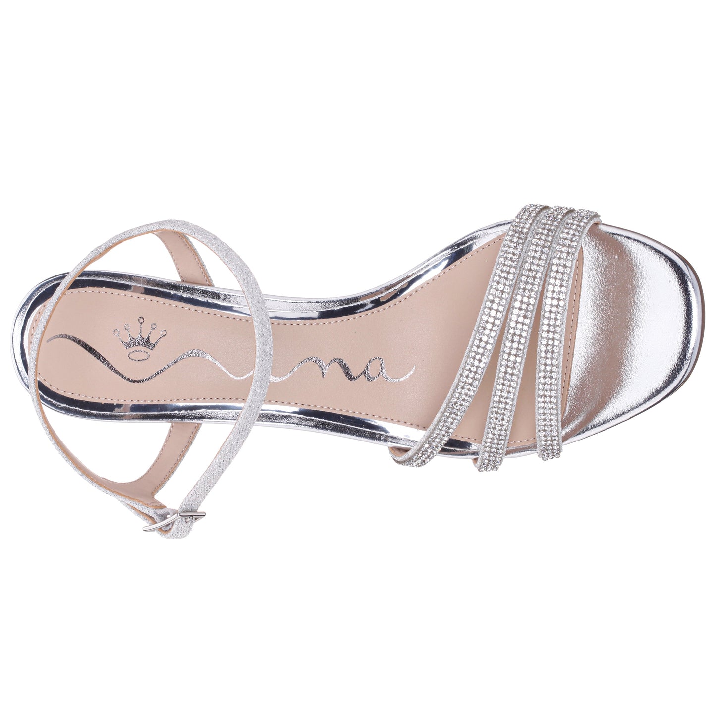 Bettany Silver Metallic Mid-Heel Sandals | Nina Shoes