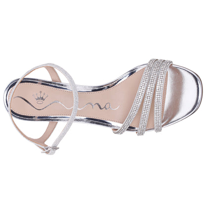 Bettany Silver Metallic Mid-Heel Sandals | Nina Shoes