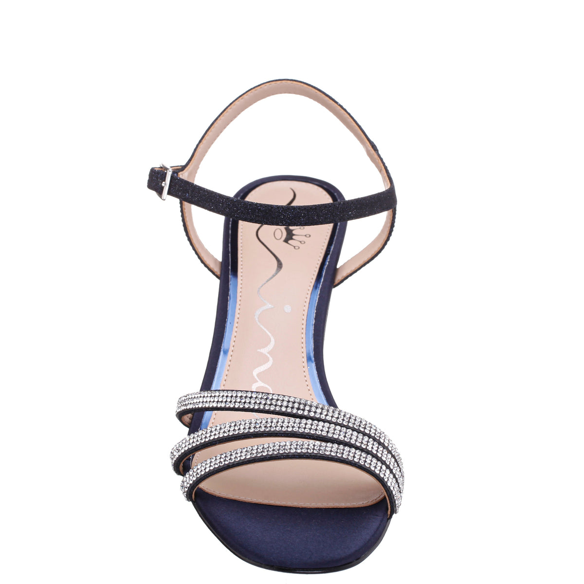 Bettany Blue Satin Mid-Heel Sandals | Nina Shoes