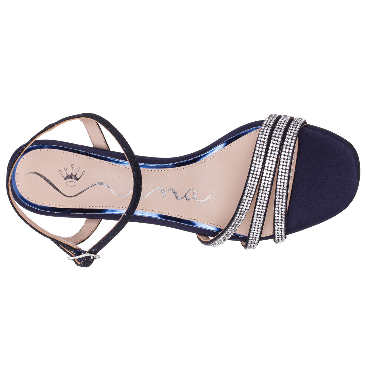 Bettany Blue Satin Mid-Heel Sandals | Nina Shoes