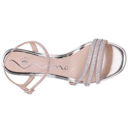 Bettany Platino Metallic Mid-Heel Sandals | Nina Shoes