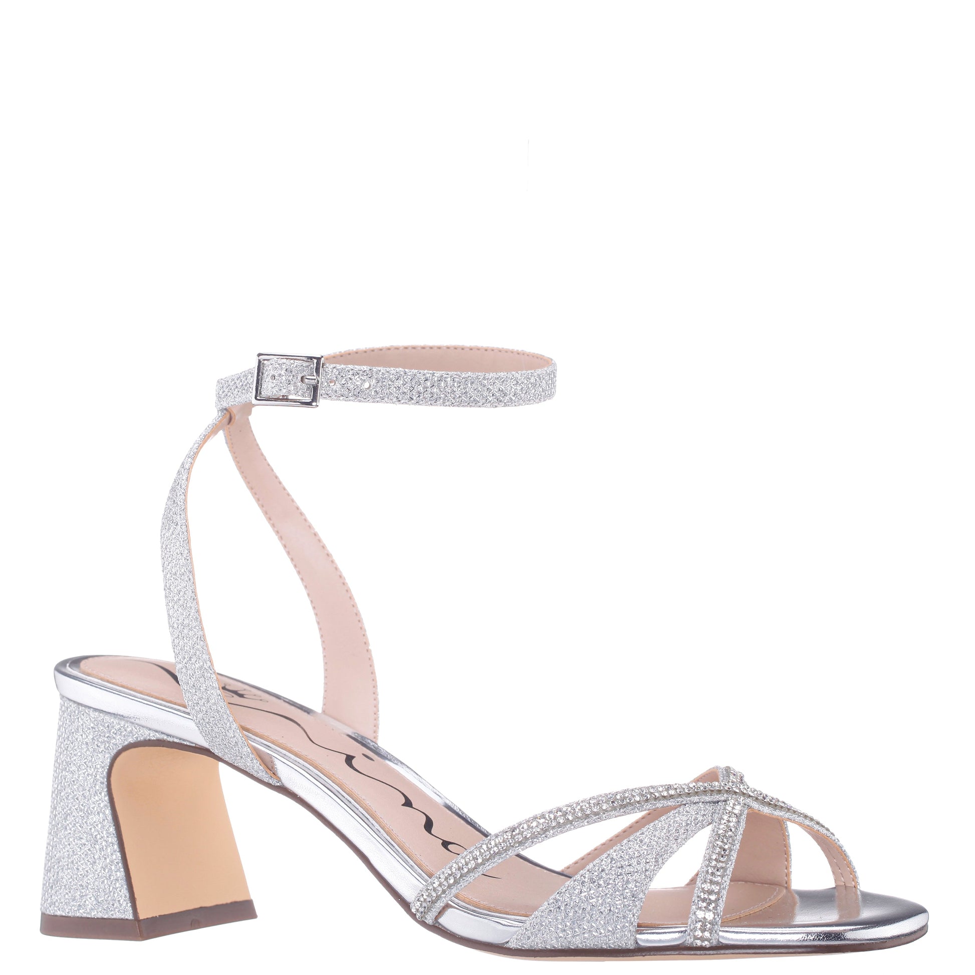 Bracha Silver Block-Heel Sandals | Nina Shoes