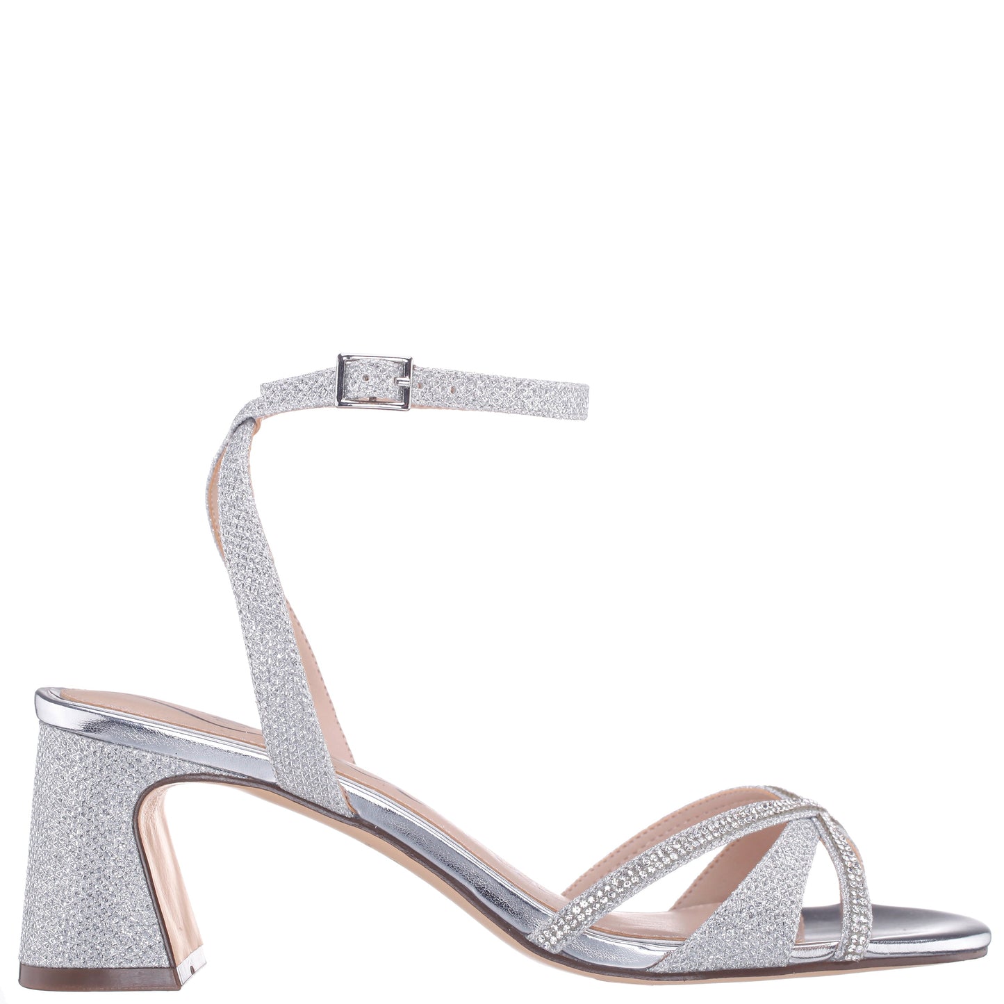 Bracha Silver Block-Heel Sandals | Nina Shoes