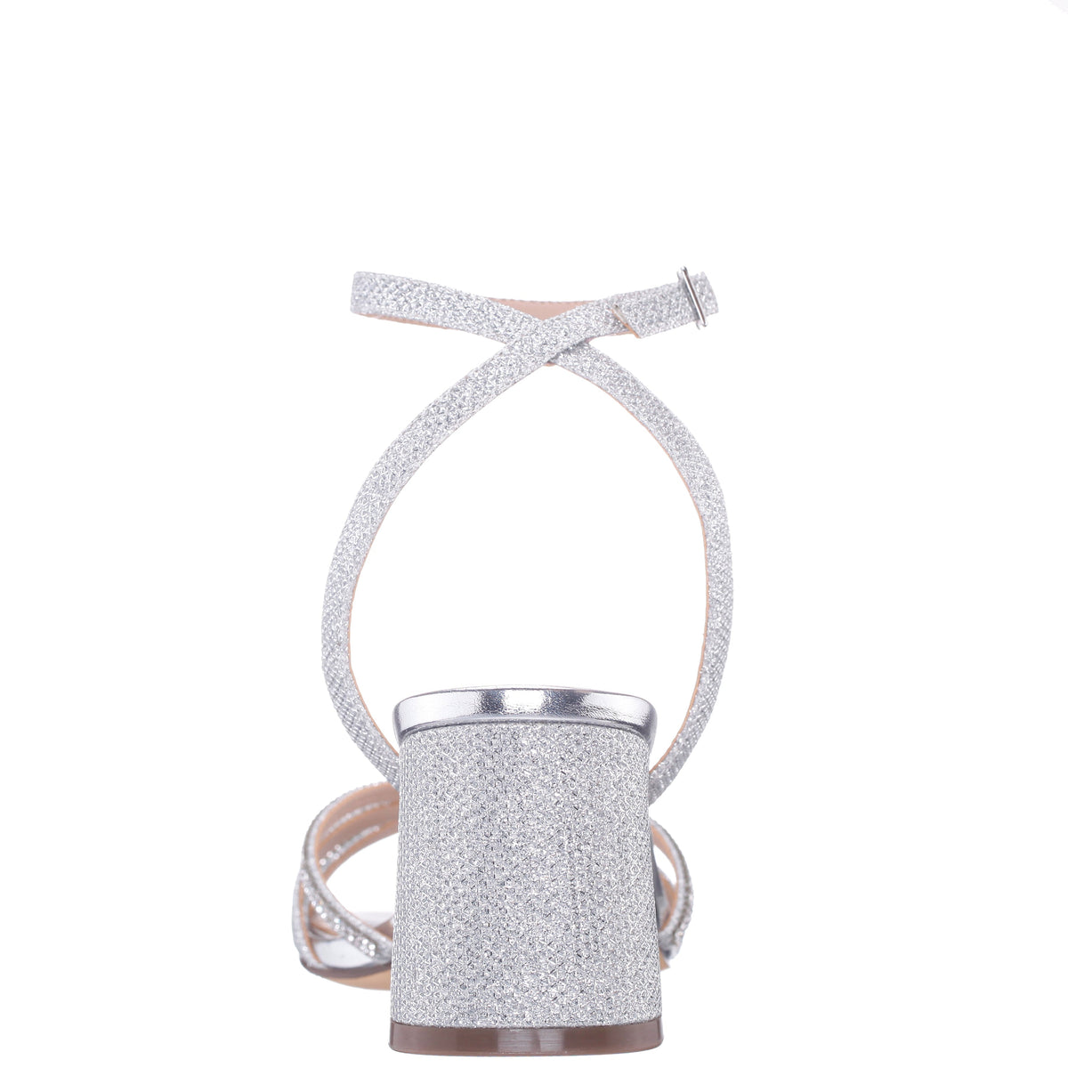 Bracha Silver Block-Heel Sandals | Nina Shoes