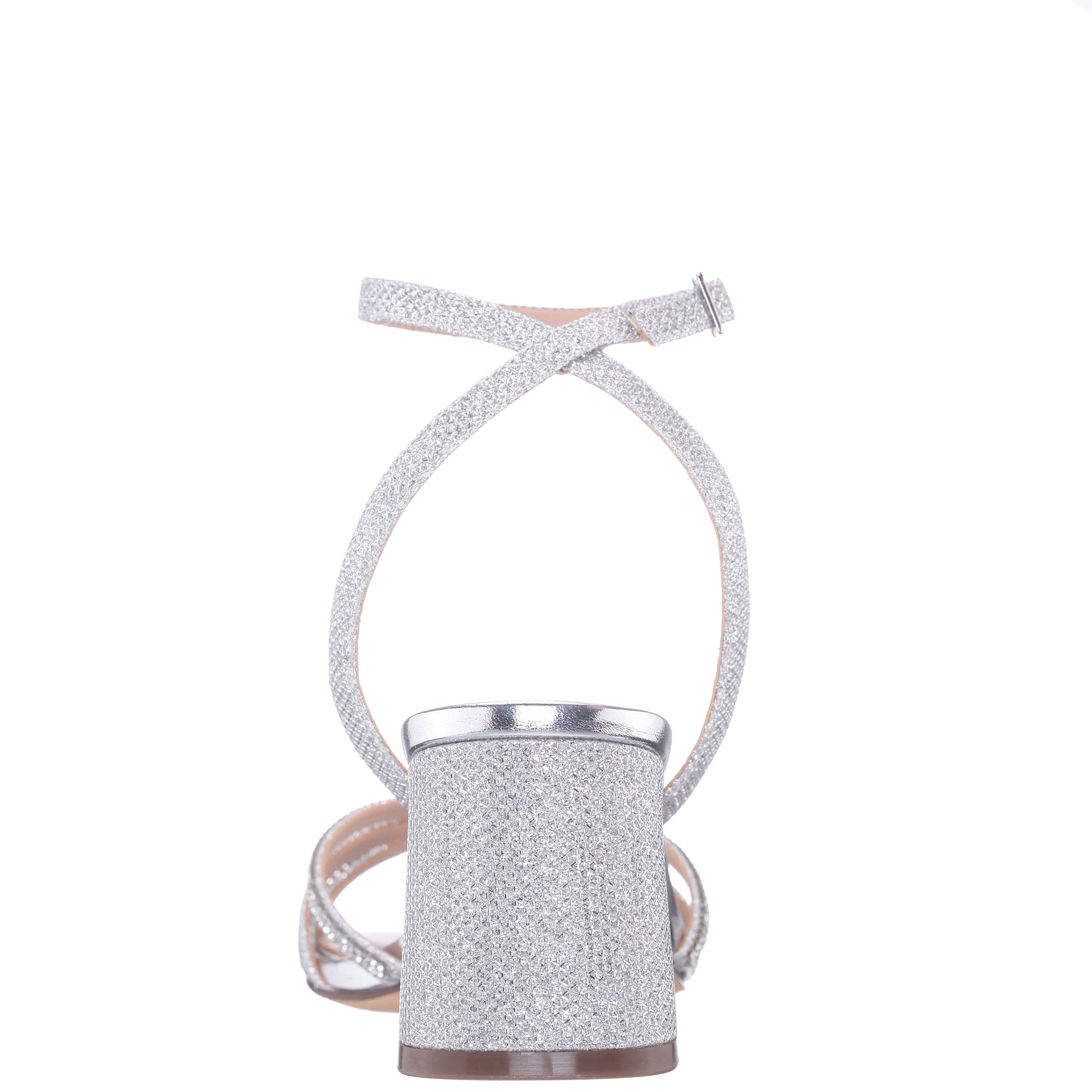 Bracha Silver Block-Heel Sandals | Nina Shoes