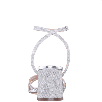 Bracha Silver Block-Heel Sandals | Nina Shoes