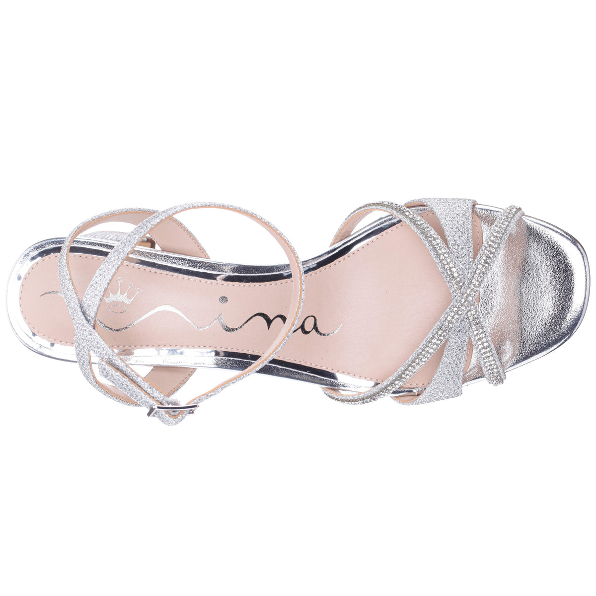 Bracha Silver Block-Heel Sandals | Nina Shoes