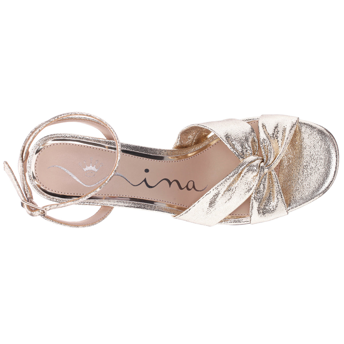 Ashley Platino Shimmer Block-Heel Sandals | Nina Shoes