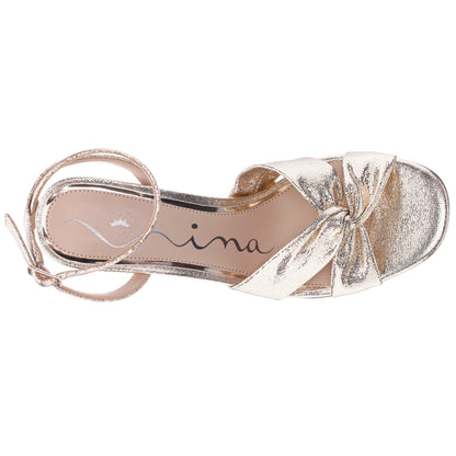 Ashley Platino Shimmer Block-Heel Sandals | Nina Shoes
