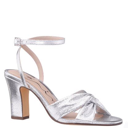 Ashley Silver Shimmer Block-Heel Sandals | Nina Shoes