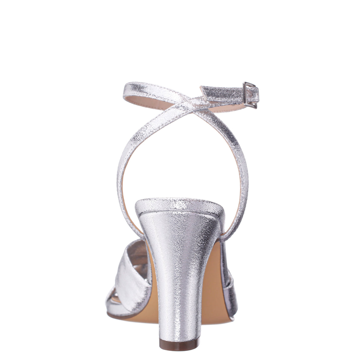 Ashley Silver Shimmer Block-Heel Sandals | Nina Shoes