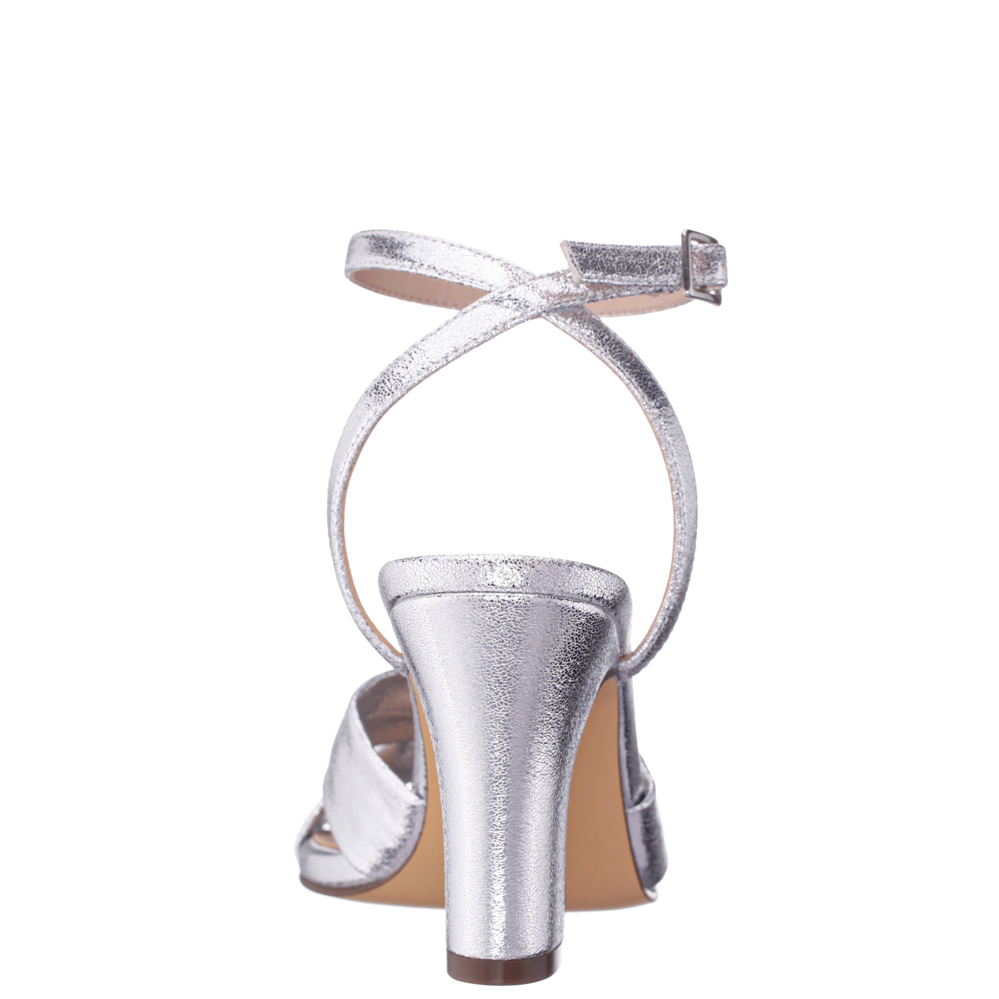 Ashley Silver Shimmer Block-Heel Sandals | Nina Shoes