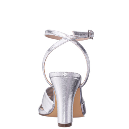 Ashley Silver Shimmer Block-Heel Sandals | Nina Shoes