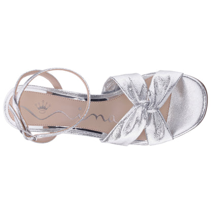 Ashley Silver Shimmer Block-Heel Sandals | Nina Shoes