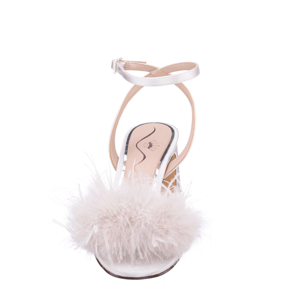 Bev White Satin Block-Heel Sandals | Nina Shoes