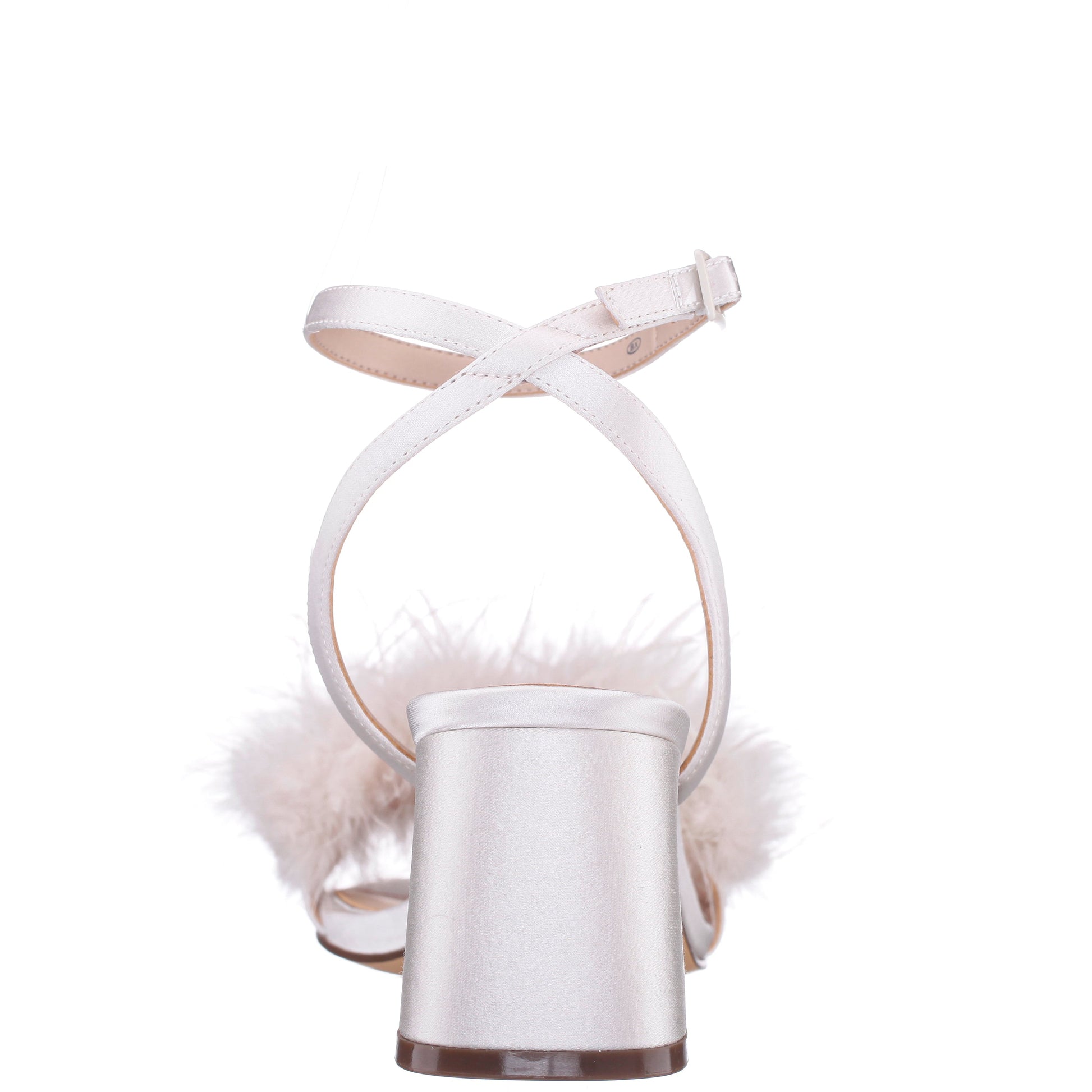 Bev White Satin Block-Heel Sandals | Nina Shoes