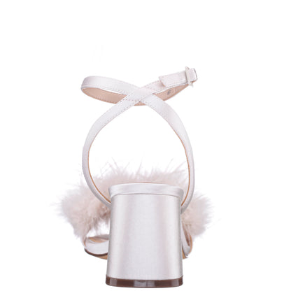 Bev White Satin Block-Heel Sandals | Nina Shoes