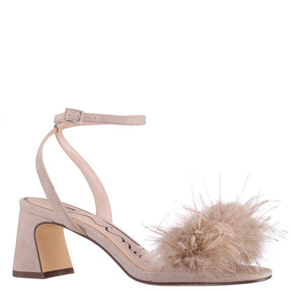 Bev Beige Ankle Strap Mid-Heel Sandals | Nina Shoes