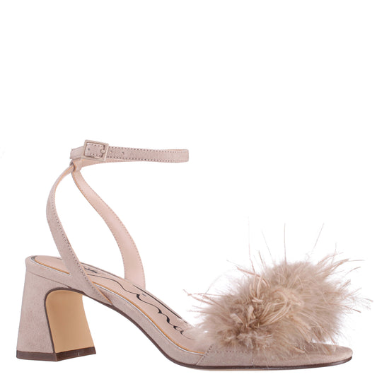 Bev Beige Ankle Strap Mid-Heel Sandals | Nina Shoes