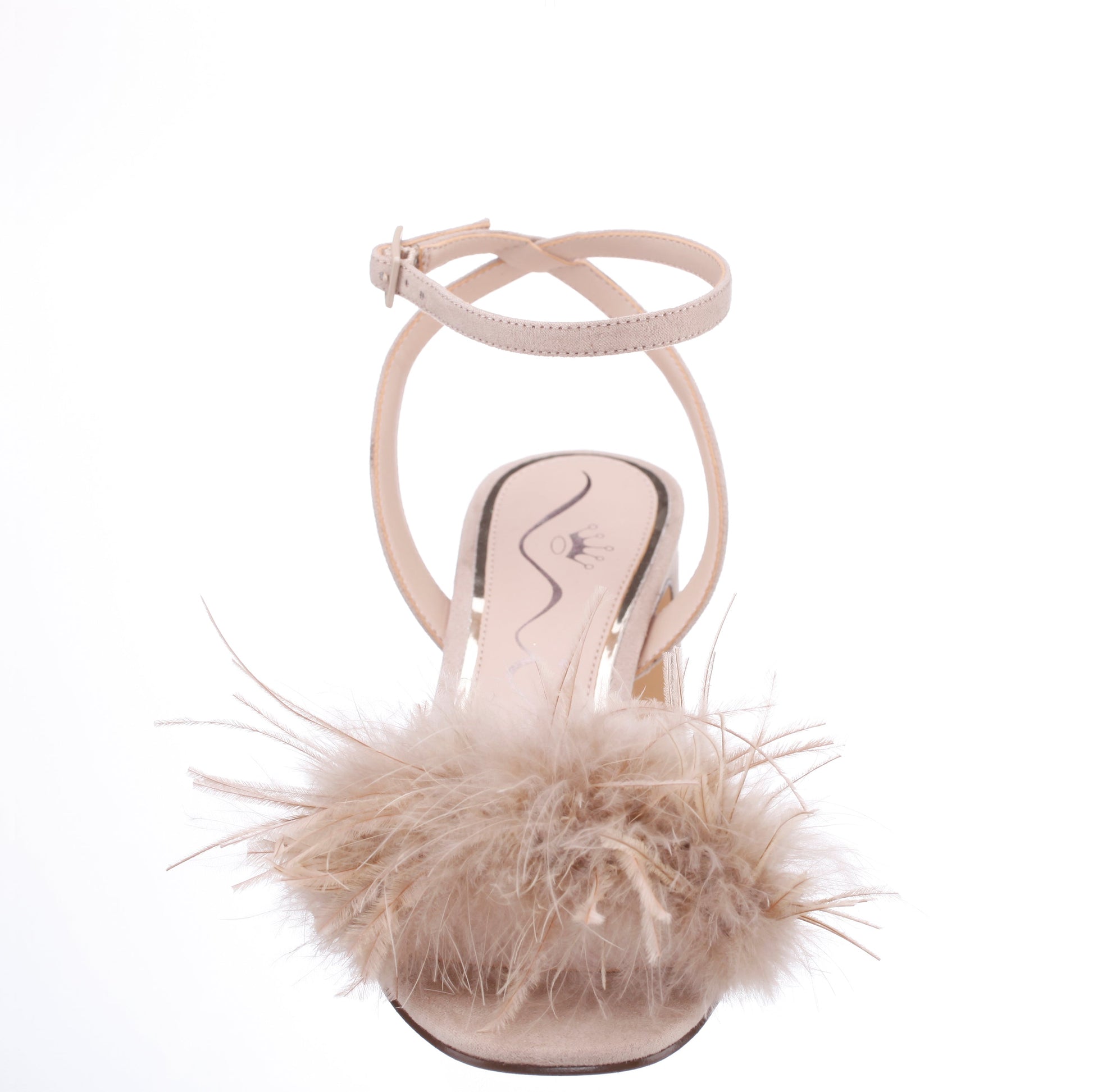 Bev Beige Ankle Strap Mid-Heel Sandals | Nina Shoes