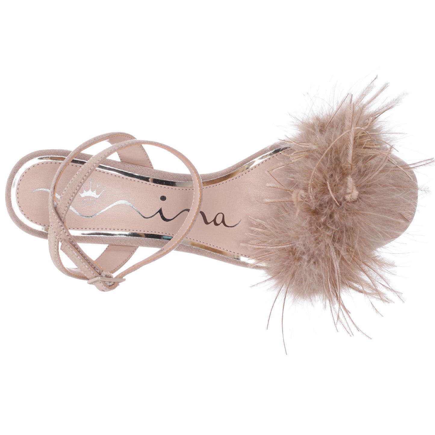 Bev Beige Ankle Strap Mid-Heel Sandals | Nina Shoes