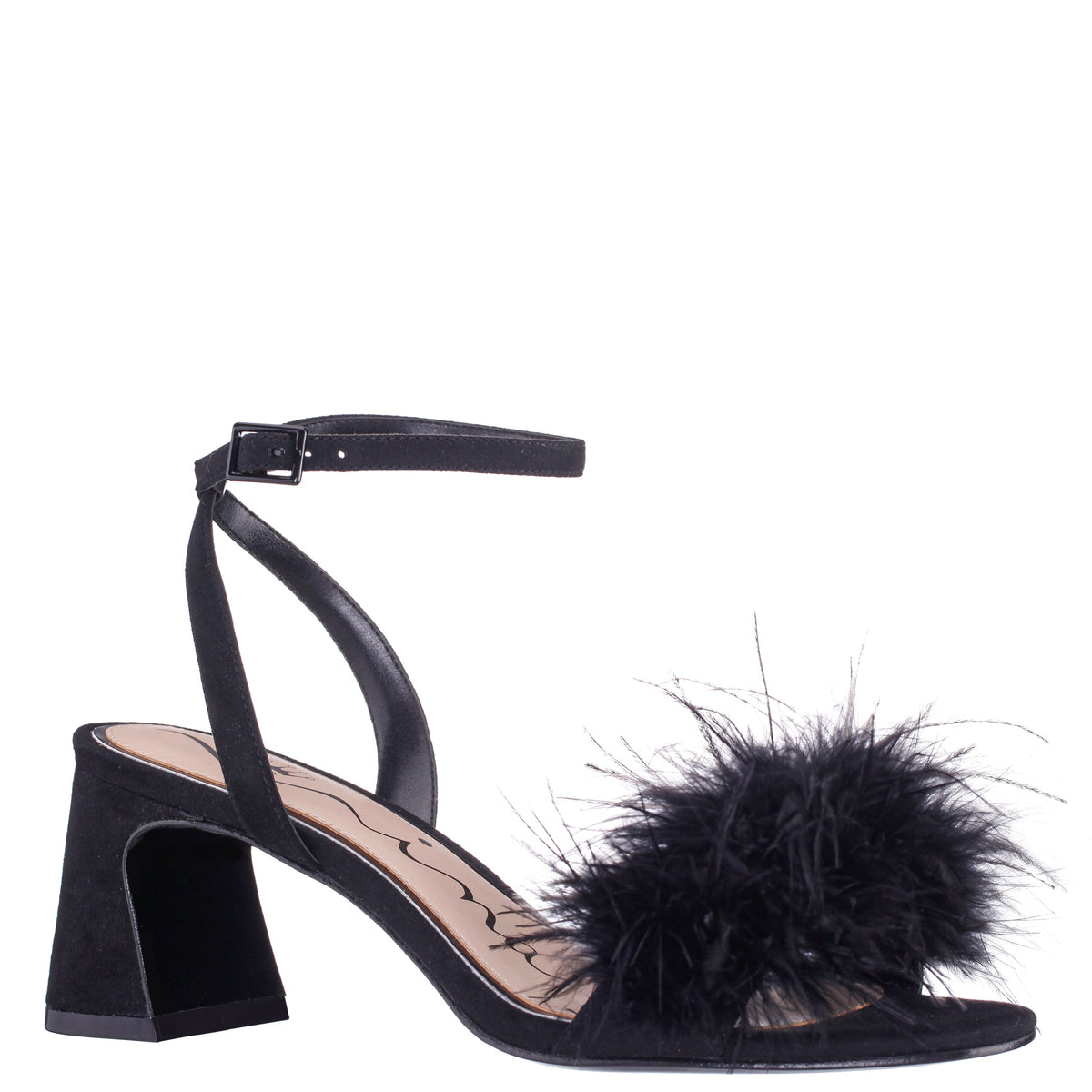 Bev Black Ankle Strap Mid-Heel Sandals | Nina Shoes