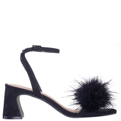 Bev Black Ankle Strap Mid-Heel Sandals | Nina Shoes