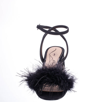 Bev Black Ankle Strap Mid-Heel Sandals | Nina Shoes