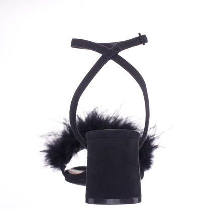Bev Black Ankle Strap Mid-Heel Sandals | Nina Shoes