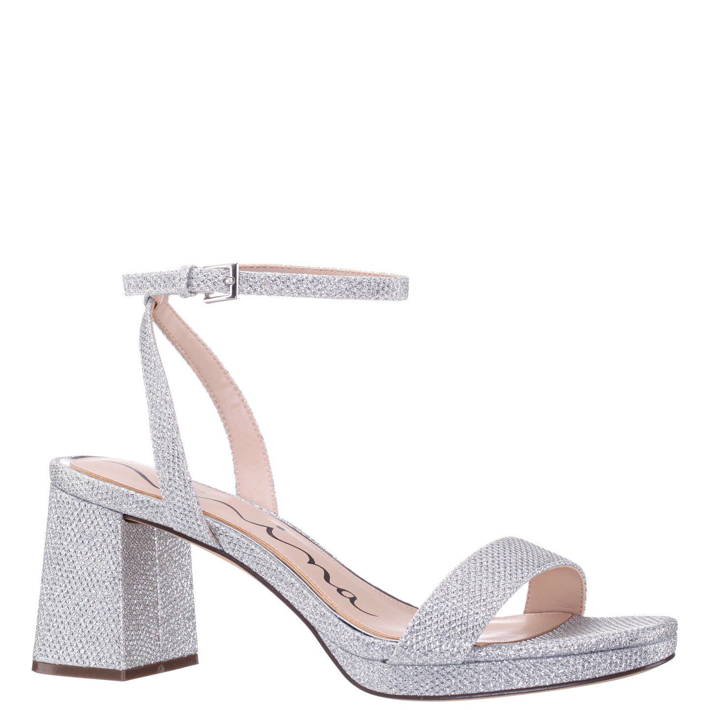 Bergen Silver Textured Block-Heel Platform Sandals | Nina Shoes