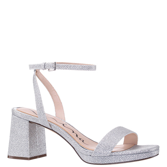Bergen Silver Textured Block-Heel Platform Sandals | Nina Shoes