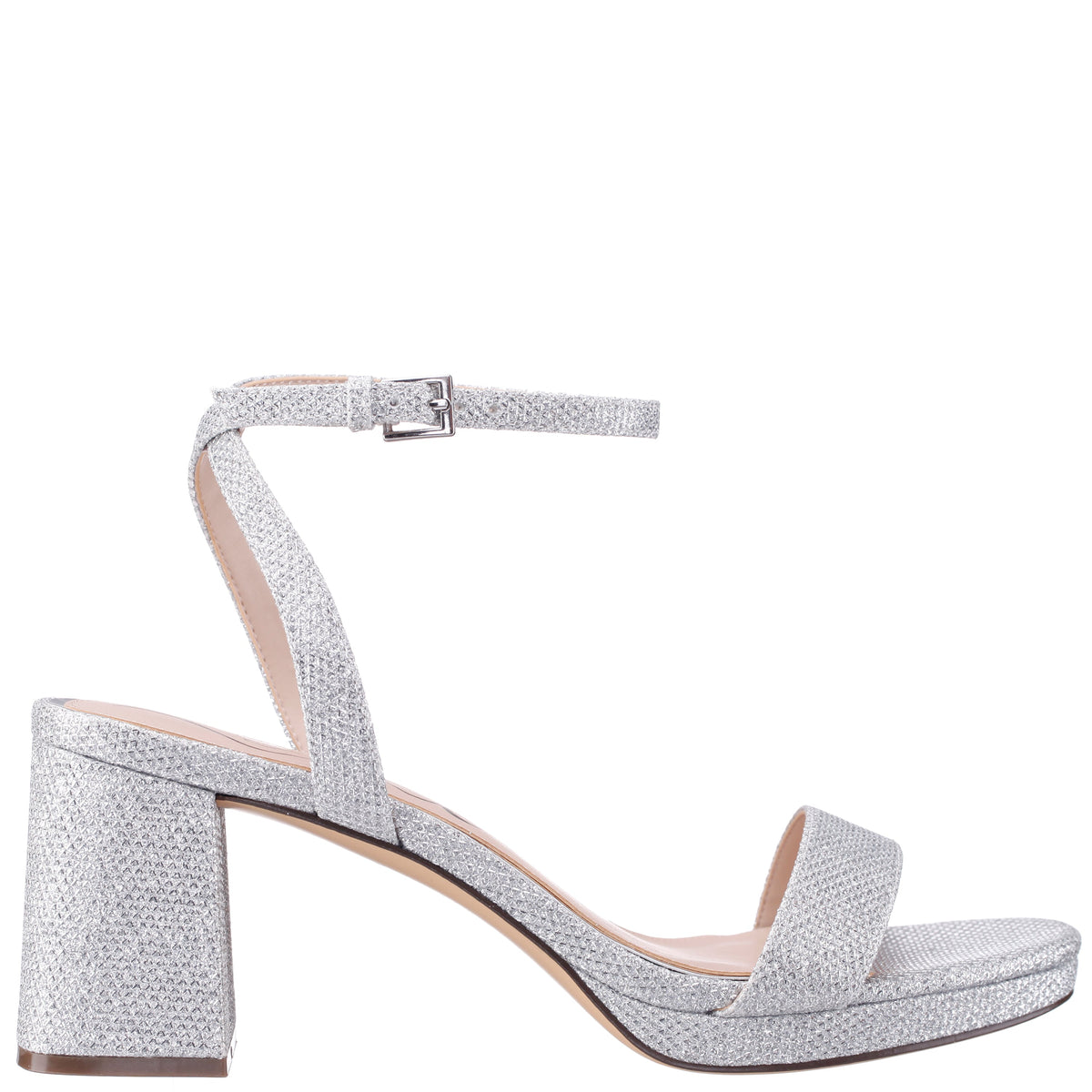 Bergen Silver Textured Block-Heel Platform Sandals | Nina Shoes