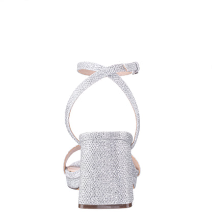 Bergen Silver Textured Block-Heel Platform Sandals | Nina Shoes