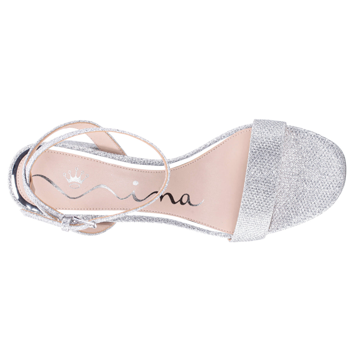Bergen Silver Textured Block-Heel Platform Sandals | Nina Shoes