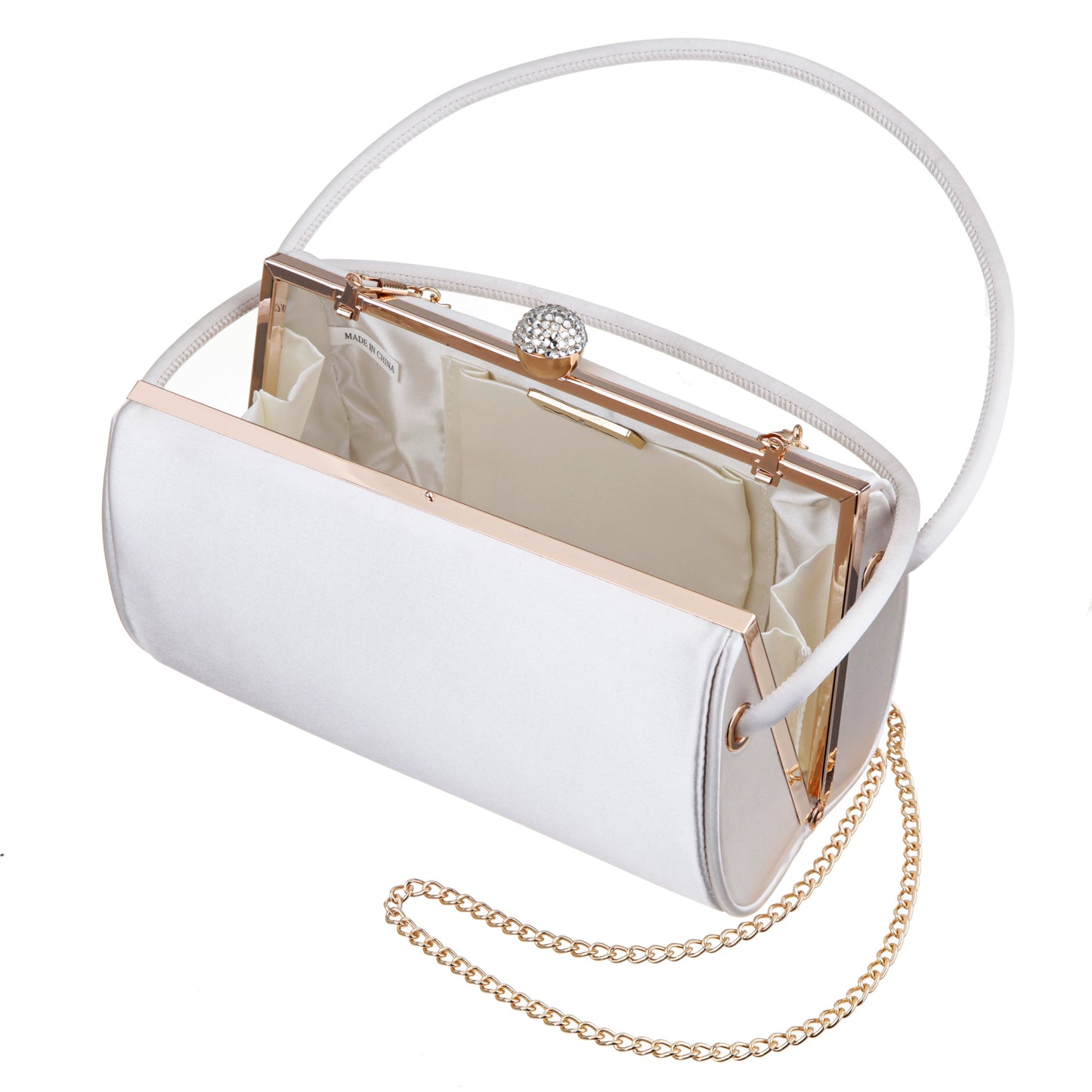 Khalani Beige Satin Handle Bag | Nina Shoes