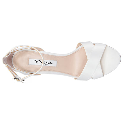 Venus Ivory Satin High-Heel Sandals. with Ankle-Strap | Nina Shoes